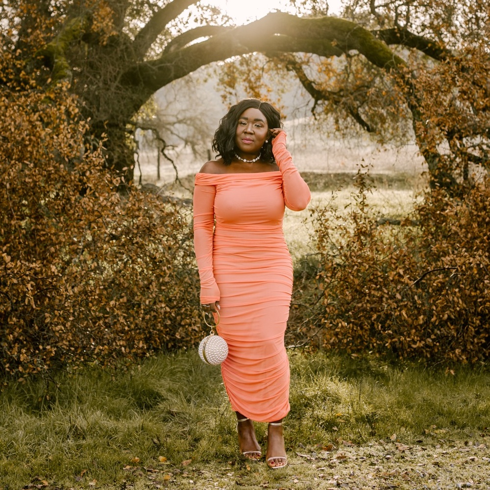 Amazon Ruched Bodycon Midi Dress